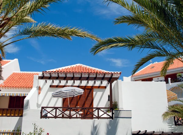 Beach resort side with palm  frounds — Stock Photo, Image