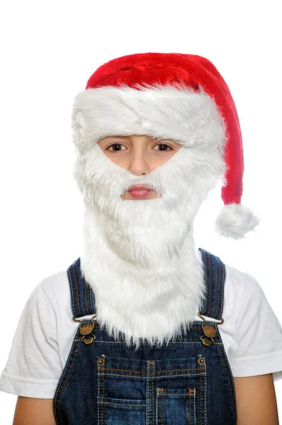 Kleiner Junge mit rotem Weihnachtsmann — Stockfoto