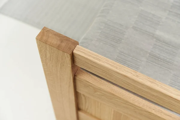 Light Ash Wood Bed Details — Stock Photo, Image