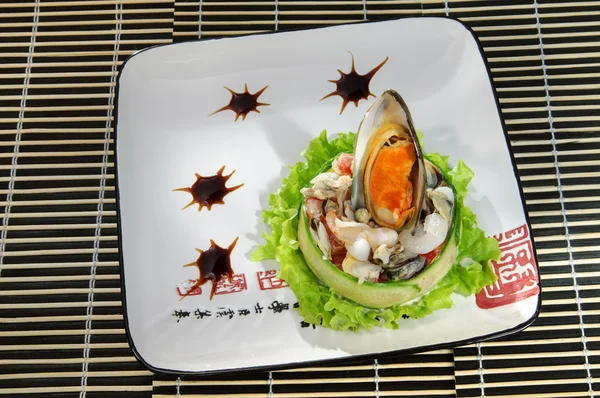 Sushi menu dish of mussels — Stock Image Sushi menu dish of mussels Stock Photo