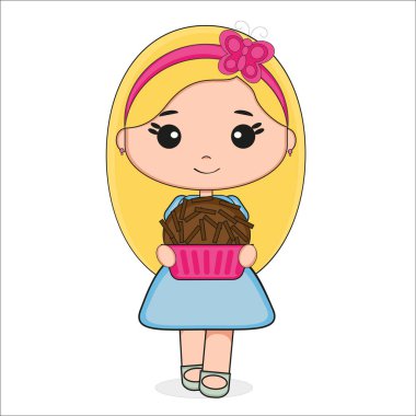 Şekerci kız Brigadeiro gösteriyor.