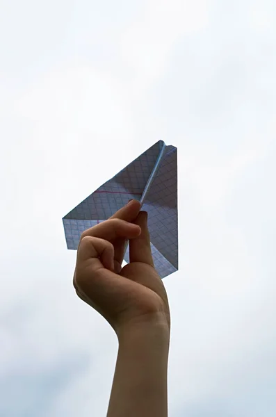 Paper plane in the hand — Stock Photo, Image