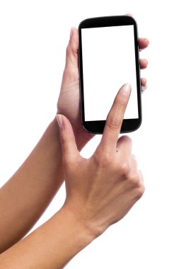 bir akıllı telefon ekran dokunaklı el