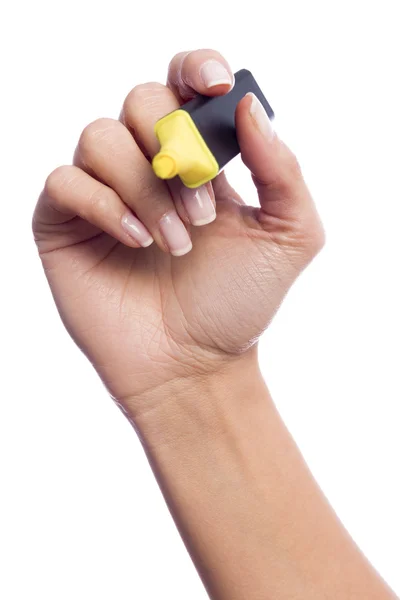 Hand holding a marker like writing — Stock Photo, Image