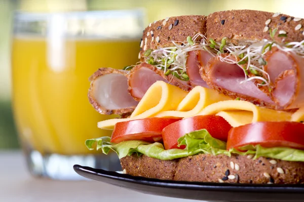 Deli meat sandwich with turkey — Stock Photo, Image