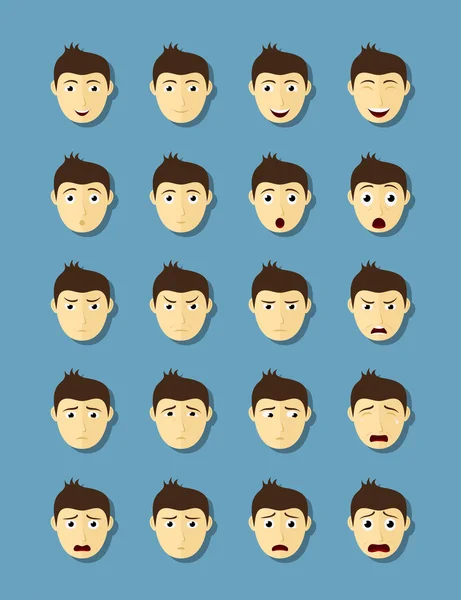 Conjunto de caras emocionales — Vector de stock