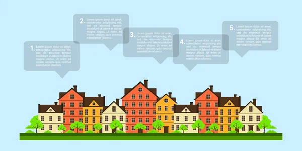 Küçük kasaba Infographic — Stok Vektör