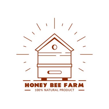 Beyaz arka planda izole edilmiş organik ve ekolojik bal etiketi. Ana logo ya da rozet tasarım şablonu. Bal üretim şirketi, bal paketi..