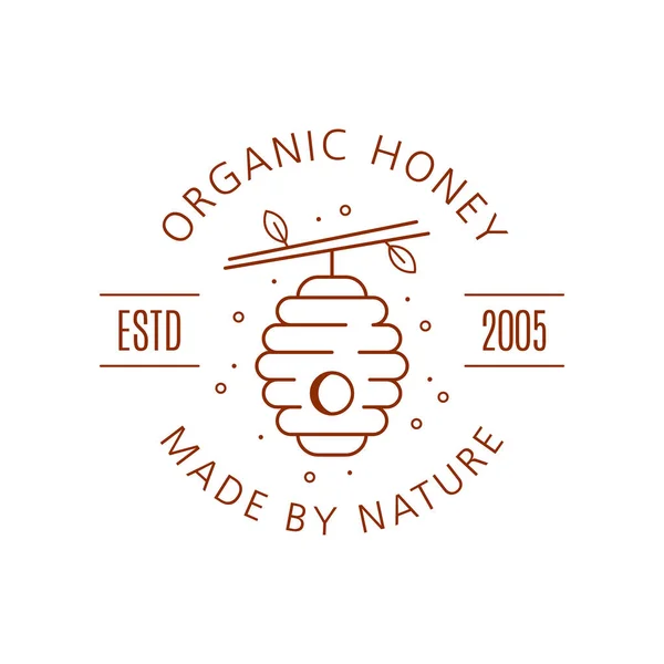 Etichetta Biologica Eco Miele Isolata Fondo Bianco Profilo Logo Modello — Vettoriale Stock