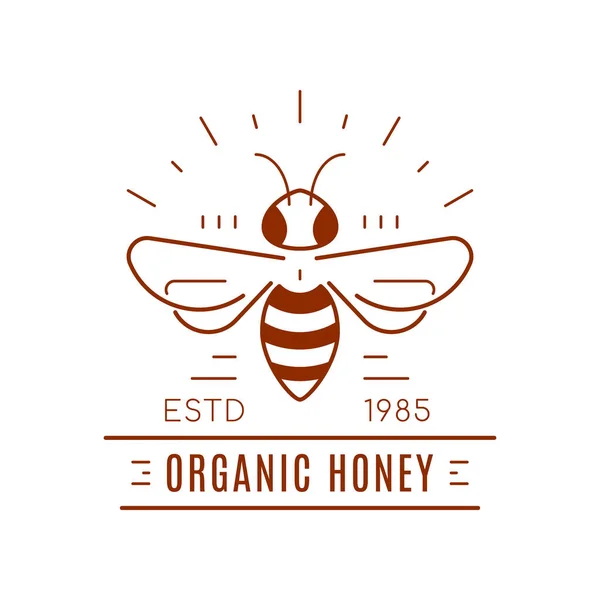 白を基調としたオーガニックとエコの蜂蜜のラベル 概要ロゴやバッジデザインテンプレート 蜂蜜製造会社 蜂蜜パッケージ — ストックベクタ