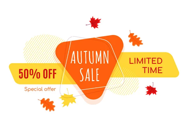 Herfst Verkoop Vector Banner Abstracte Achtergrond Ontwerp Met Herfst Bladeren — Stockvector