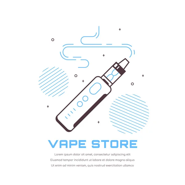 Kit Dispositivo Pluma Aspiración Mod Diseño Insignia Tienda Vape Aislado — Archivo Imágenes Vectoriales