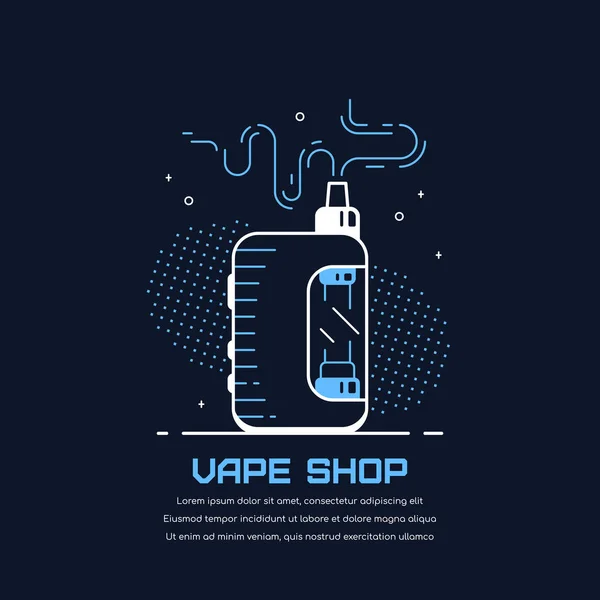 Vaping Kit Dispositif Boîte Mod Vape Shop Badge Design Isolé — Image vectorielle