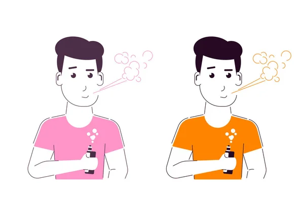 Concepto Actividad Aspiración Caucásico Hombre Carácter Disfrutando Vape Fumar Aislado — Vector de stock