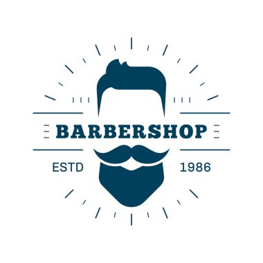 Beyaz arka planda berber dükkanı basit minimalist logo tasarımı