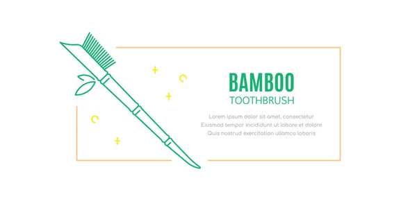 Bambusowa ikona wektora szczoteczki do zębów z ramą i miejscem na tekst — Wektor stockowy