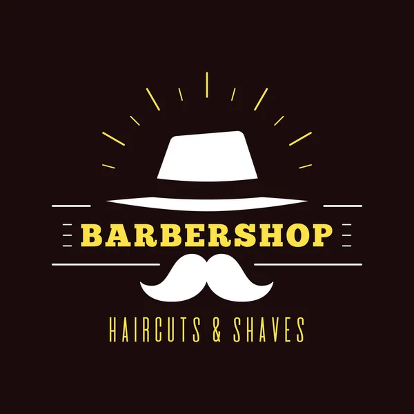 Barbearia design simples logotipo minimalista no fundo escuro — Vetor de Stock