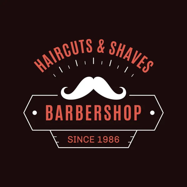 Barbearia design simples logotipo minimalista no fundo escuro — Vetor de Stock