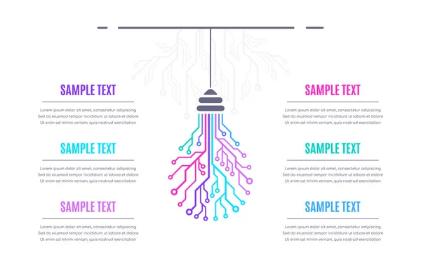 Modelo infográfico com lâmpada PCB no fundo branco — Vetor de Stock
