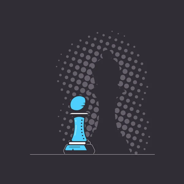 Chess Pawn släpper skuggan av en drottning — Stock vektor