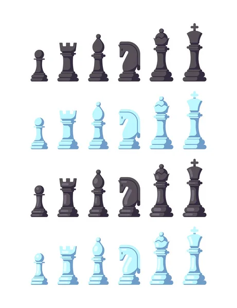 Set di icone a scacchi in stile piatto su sfondo bianco. — Vettoriale Stock