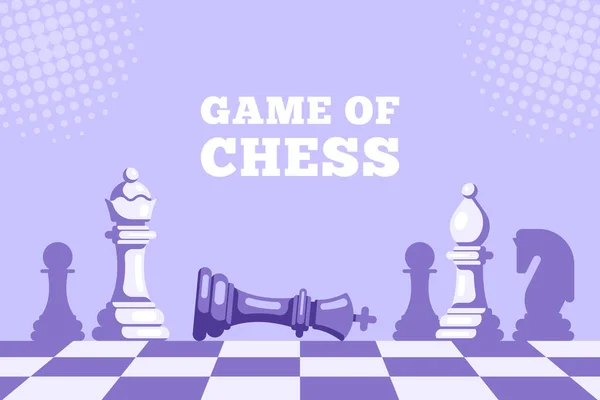 Chess King allongé sur l'échiquier et la reine figure au-dessus — Image vectorielle