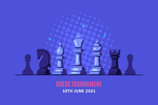 Chess Tournament Banner Template, Flat Vector Illustration — Stock Vector