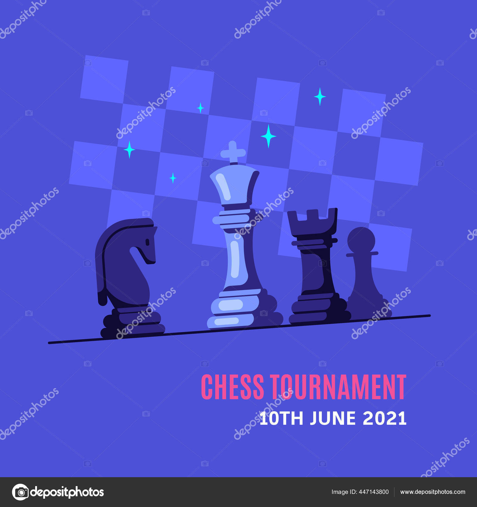 Modelo de vetor de clube de xadrez. ilustração de torneio de jogo