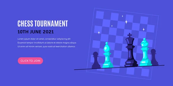 Chess Tournament Banner Template, Flat Vector Illustration — 스톡 벡터