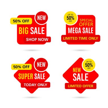 Satış pankartları beyaz arkaplanda izole edildi