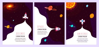 Set of Outer Space Concept Banner Templates clipart