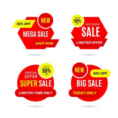 Satış pankartları beyaz arkaplanda izole edildi