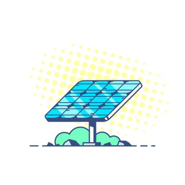 Beyaz arkaplan üzerindeki güneş paneli, vektör illüstrasyonu