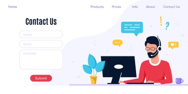 Düz biçimli web sayfası tasarım şablonu ile iletişim kur