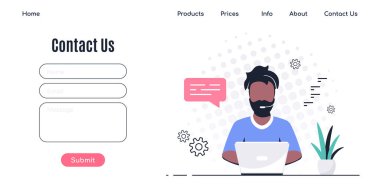 Düz biçimli web sayfası tasarım şablonu ile iletişim kur