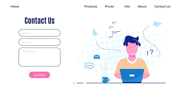 Contactez-nous modèle de conception de page Web dans le style plat — Image vectorielle