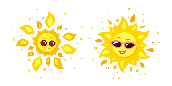 Dois personagens do sol isolados no fundo branco — Vetor de Stock