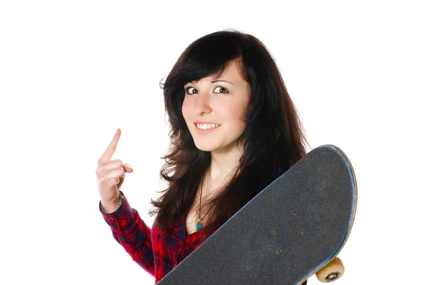 Young girl with skateboard. — Stock Photo, Image
