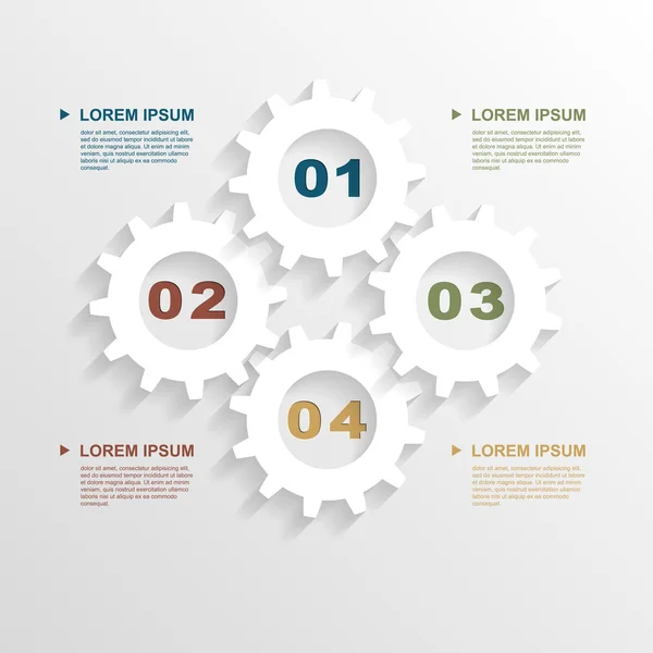 Papier versnellingen infographic — Stockvector