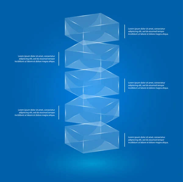 Infografía de cajas de vidrio — Vector de stock