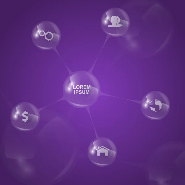 Infográfico de molécula de vidro — Vetor de Stock