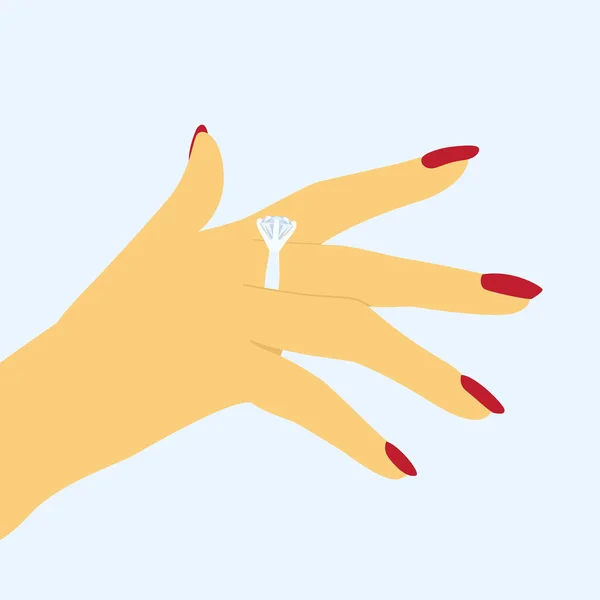 Mano con anillo — Vector de stock