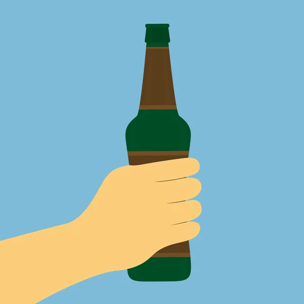 Hand mit Bierflasche — Stockvektor