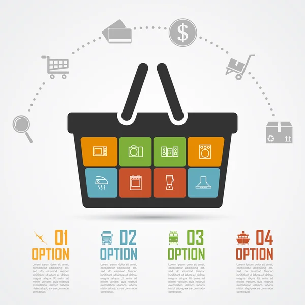 Infografica sul commercio elettronico — Vettoriale Stock