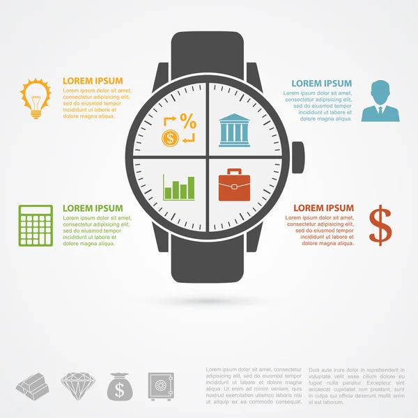 Horloge à main infographie — Image vectorielle