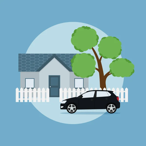 Home and car — Stock Vector