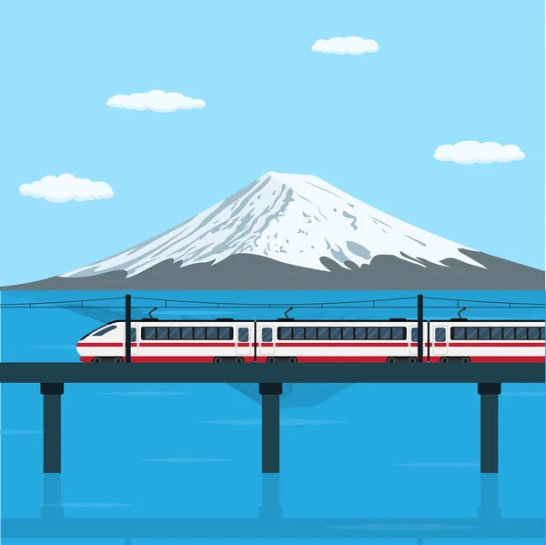 Tren en puente — Vector de stock