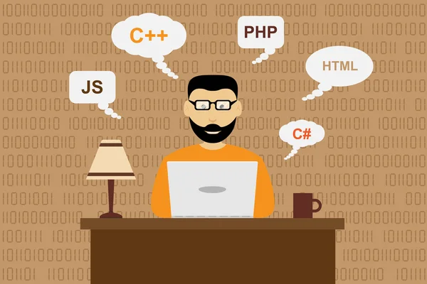 Programador hombre trabajador — Vector de stock