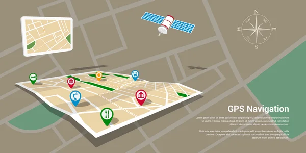 GPS navigatiekaart — Stockvector