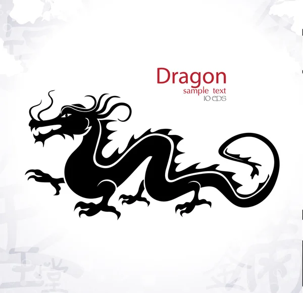 Silhouette dragon chinois — Image vectorielle